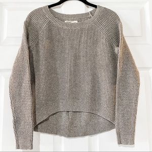 Old Navy high-low, marled gray waffle knit sweater